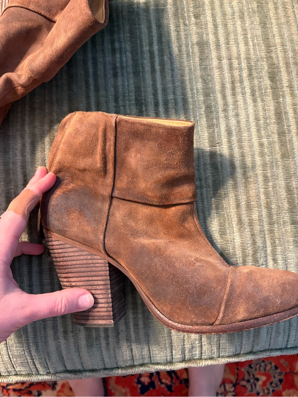rag & bone Brown Suede Stacked Heel Ankle Booties